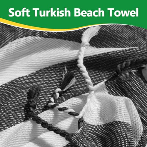 12 Pack Turkish Beach Towel 36"x71" Extra Large Beach Towels Sand Free Bath Towels Adults Lightweight Quick Dry Pool Towels Black - color: Black, size: 12 Pack