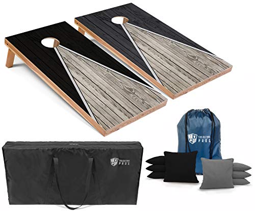 Tailgating Pros Lightweight Pyramid Design Cornhole Board Set w/LED Ring Lights - 4'x2' Regulation Cornhole Game - color: Black/Grey