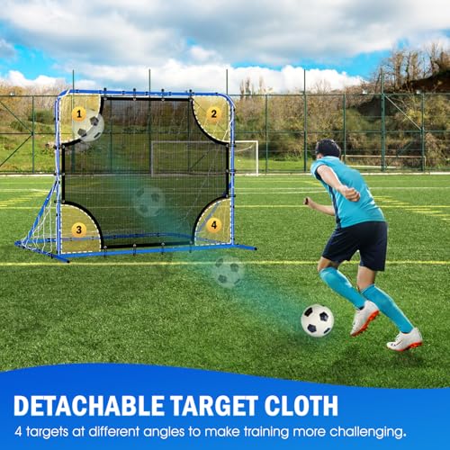 Soccer Baseball Volleyball Rebounder Net, Quick-Switch Angle Dual-Sided/Dual/Three Mode Goal Net Multi-Sport Pitchback Rebound for Control, Passing Practice, Easy Setup Bounce Back Training Gifts - size: 5FTx4FT