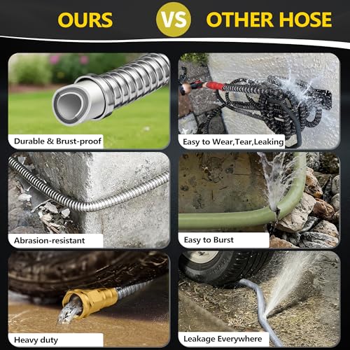 200 ft Stainless Steel Garden Hose - 2026 New Technology Metal Water Hoses with 3/4" Solid Brass Fitting - Lightweight,Ultra Flexible,Durable,Kink-Less Watering Pipes Hoses For Yard, Outdoor - size: 200ft