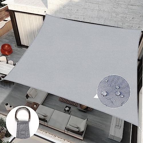 RICHIE Upgrade 12'x12' Sun Shade Sail Square Canopy, Water Resistant & UV Block Sunshade for Outdoor Patio Lawn Beach Garden Carport Backyard Deck Pergola, Light Grey - color: Light Grey, size: 12'x12', style: Rectangle