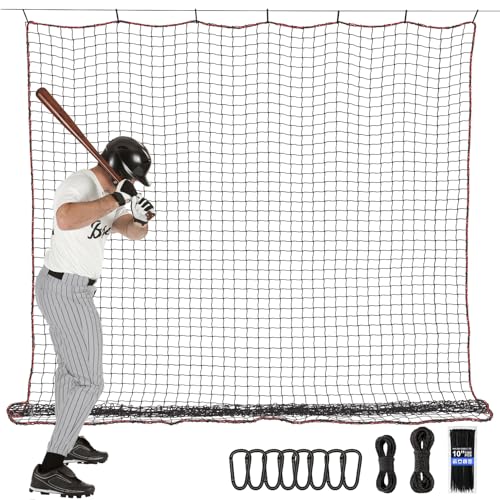 BaseGoal Baseball & Softball Backstop Nets, Heavy Duty Sports Practice Nets, Sports Netting Barrier,DIY Ball Net,Hitting Net for Baseball, Hockey, Soccer, LAX and More - size: 10x50ft