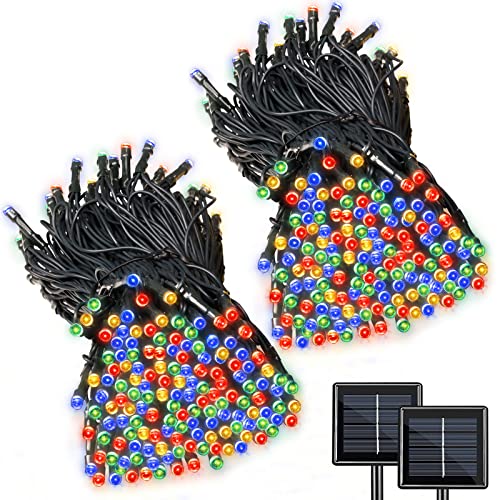 2 Pack Super-Long Solar String Lights Total 170Ft 480 LED 8 Modes Outdoor Waterproof Solar Powered Christmas Fairy Lights for Xmas Tree Garden Home Lawn Wedding Party Decor (Multi Color) - color: Multicolor, size: 170ft