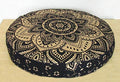 Large Hippie Mandala Round Floor Pillow Cover Ottoman Pouf Cover Daybed Cotton Cushion Cover with Heavy Duty Zipper Seating Ottoman Poufs Dog-Pets Bed 35" (Black Gold Flower, 35" Round) - color: Black Gold Flower, size: 35" x 35" (Pack of 1)