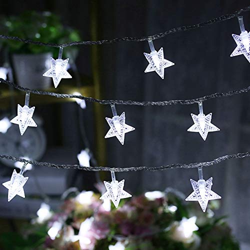 Twinkle Star 33FT 100 LED Star String Lights, Plug in Fairy String Lights Waterproof, Extendable for Indoor, Outdoor, Wedding Party, Christmas Tree, New Year, Garden Decoration, White - color: White, size: Star lights - 49 ft