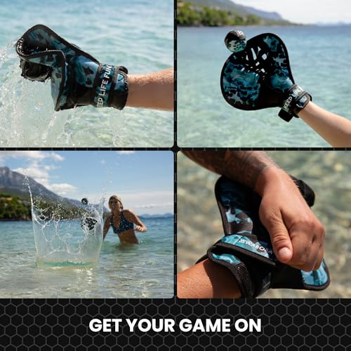 Waboba Catch Water Gloves Pro Water Bouncing Ball Set - for Beach Games & Swimming Pool Toys – 2 Baseball Style Mitts for Catching Water Balls – One Size Ambidextrous Design, Black