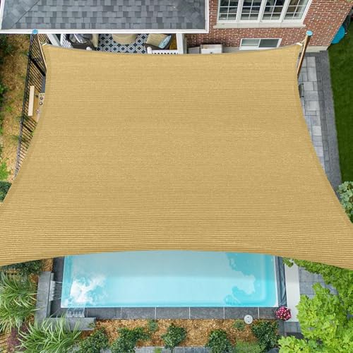 16'x20' Sun Shade Sail Rectangle Outdoor UV Block Square Canopy Sunshade Cover for Backyard Porch Pergola Deck Garden Patio, Sand - color: Sand, size: 16'x20' Standard