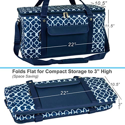 Picnic at Ascot 64 Can Capacity Heavy Duty Collapsible Leakproof Cooler- Designed & Quality Approved in The USA - color: Trellis Blue