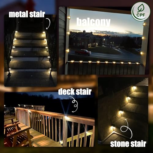 SOLPEX Solar Deck Lights Outdoor 16 Pack, Solar Step Lights Waterproof Led Solar lights for Outdoor Stairs, Step , Fence, Yard, Patio, and Pathway(Warm White) - color: Warm White, size: 16