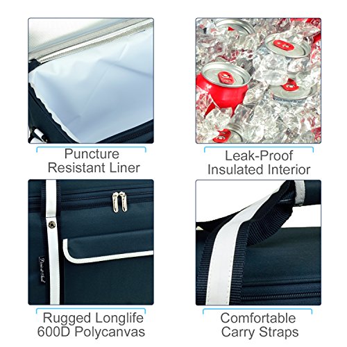 Picnic at Ascot 64 Can Capacity Heavy Duty Collapsible Leakproof Cooler- Designed & Quality Approved in The USA - color: Navy