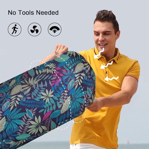 Inflatable Couch Air Lounger for Adults, Ultralight Portable Blow up Couch Air Sofa, Inflatable Beach Lounger Bed for Camping Hiking Festival Backyard Lawn, No Pump Required - color: Tropical Blue