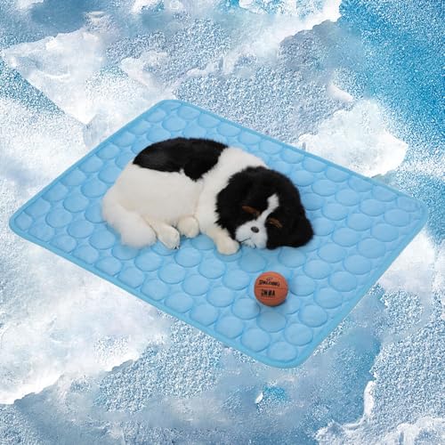 Generic Dog Cooling Mat, Pressure Activated Pet Cooling Mat for Dogs Cats, Non-Toxic Self Cooling Pad for Dogs Cats in Hot Summer Cool Pad Washable & Easy Clean (27''x 21''), BLUE