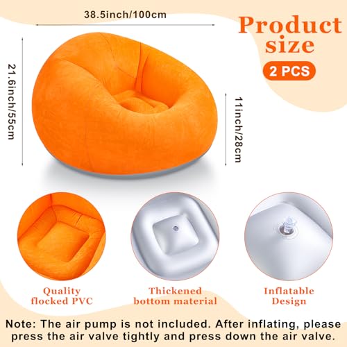 Realspring Inflatable Bean Bag Chairs Outdoor Blow up Camping Chairs Inflatable Lazy Sofa Folding Portable Bean Bag Loungers Couch for Movie Night(Orange, Green,2 Pcs) - color: Orange, Green