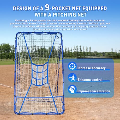 Volleyball Baseball Rebounder Net, Softball Rebounder Pitchback Net Quick Adjustments, Quick Adjustments Lacrosse Bounce Back Practice Equipment, Ideal for Outdoor Indoor and Backyard Training - size: 7FTx4FT, style: Three Mode Baseball Net