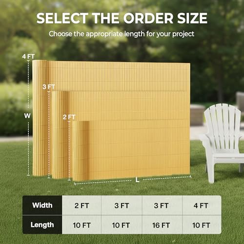 Paramondo PVC Privacy Fence Screen 14mm 3-Rib Reinforced Textured Fence Panel - No-Drill Balcony & Garden Cladding with Wind & UV Protection for Patio, Deck, Outdoor Privacy, 4×10 FT, Natural - color: Natural, size: 4×10 FT