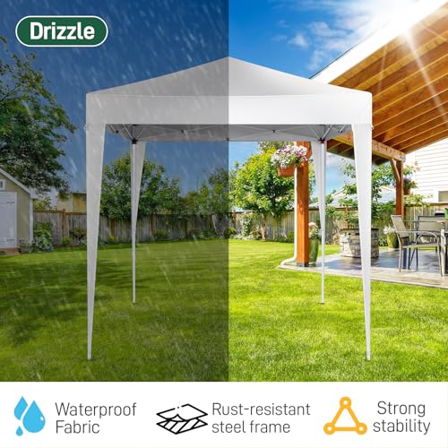 6.5x6.5ft Outdoor Pop Up Canopy Tents,Portable Instant Folding Shelter Gazebos,Waterproof Beach Tents,Easy Up Instant Commercial Canopy Tent,with Carry Bag,for Garden Event Wedding Party BBQ (White) - color: White, size: 6.5x6.5ft