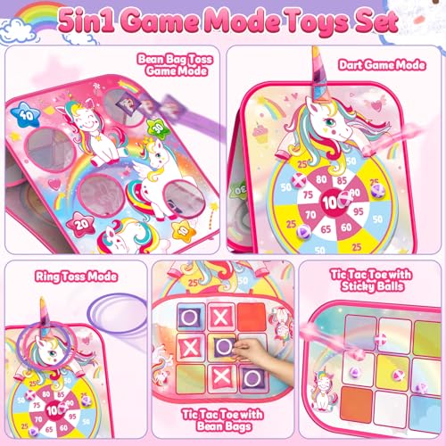 Bean Bag Toss Game for Kids - Cornhole Board Outdoor Toys for Toddlers -Party Activities Carnival Outside Yard Backyard Beach Lawn Games Toy for Kid Boys Girls Age 3 4 5 6 7 8 Year Old Birthday Gifts - style: Unicorn