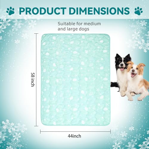 SUPRIY Pet Cooling Blanket for Summer - Ice Cold Qmax0.4 Tech Dual-Use for Humans & Pets, Portable Reversible Mat Machine Washable for Dogs Cats Indoor Outdoor Travel (44 * 58, Blue Ocean)