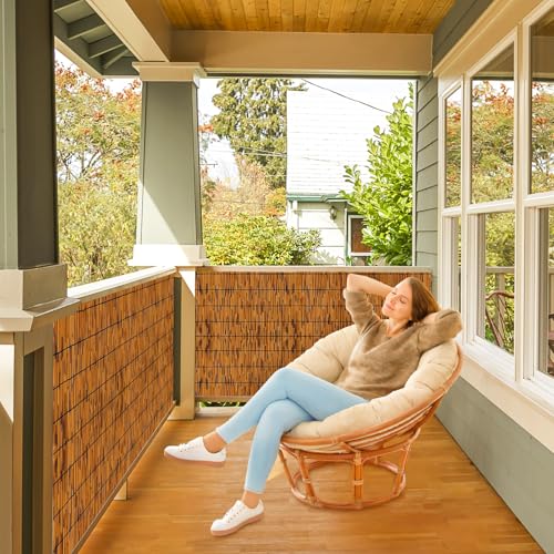 KOIUEYW Bamboo Reed Fencing, Light Russet Bamboo Screens Outdoor for Patio, Decorative Balcony Privacy Screen Reed Fence Rolls Curtains for Garden Backyard, 3 x 6.6 FT - color: Light Russet, size: 3 x 6.6 FT