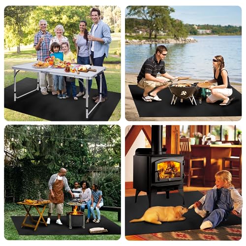 60 x 42 inch Under Grill Mats for Outdoor Grill, Double-Sided Fireproof Deck and Patio Protector Mat, BBQ Mat for Under BBQ, Waterproof Oil-Proof Grill Floor Pads Fire Pit Mat Fireplace Mat - size: 60x42in(0.6mm)