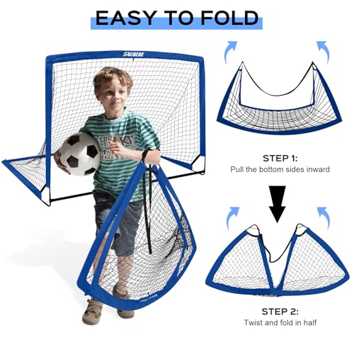 6x4 ft Kids Soccer Goals for Backyard Set of 2- Portable Pop Up Soccer Net for Backyard for Kids Toddler Youth, Soccer Training Equipment+ Soccer Goal Target, Ball and Cones, Outdoor Soccer Game