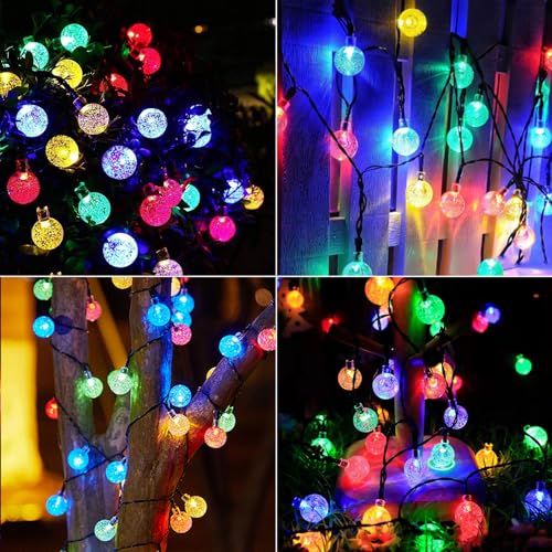 Solar String Lights Outdoor 100 Led 40 Feet Multi-Color Crystal Globe Lights with 8 Lighting Modes, Waterproof Solar Powered Patio Lights for Garden Yard Porch Wedding Party Decoration - color: Multicolor, size: 40ft
