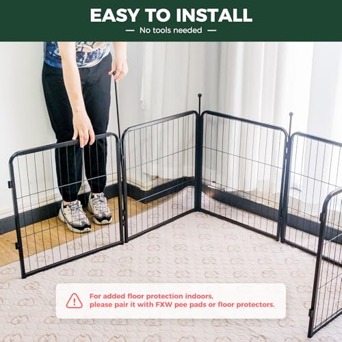 FXW Rollick Unleashed Dog Playpen for Indoor, Yard, RV Camping, 24 inch 16 Panels for Small and Puppy Dogs, Black│Patented - color: Black, size: 24"H