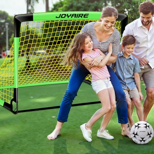 Pro-Grade Kids Backyard Soccer Goal, Tear-Resistant 5-Layer Polyester Soccer Net & 10mm Poles for Maximum Durability, 4x3ft/6x4ft/7x5ft, Pop Up Portable Soccer Training Equipment Set with Size 4 Ball - size: 4 ft x 3ft, style: Green Black