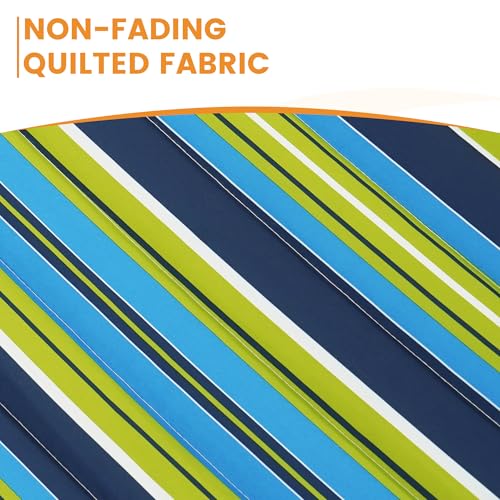 Lazy Daze Hammocks 12 FT Quilted Fabric Double Hammock with Spreader Bars and Detachable Pillow, 450lbs Weight Capacity, Blue Green Stripes - color: Blue Green Stripes