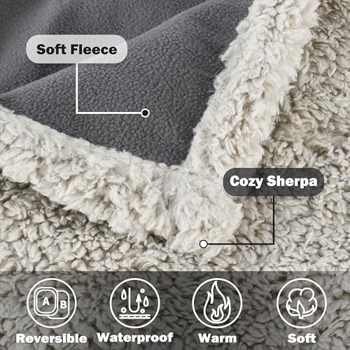 Kritter Planet Waterproof Bed Blanket for Dogs, Washable Stain Proof Pad Bed Cover, Reversible Leakproof Furniture Protector, Liquid Pee Proof Blanket for Couch Sofa, 80x60 inch, Queen Size - color: Gray/Taupe, size: 80"x60"