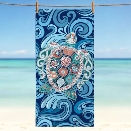 Sea Turle Microfiber Lightweight Beach Towel Sand Free Quick Dry Absorbent Thin Towels Blanket for Swimming Pool Camping Beach Vacation Essentials Accessories Travel Things for Cruise Gym - color: Lcs Multicolor 1527
