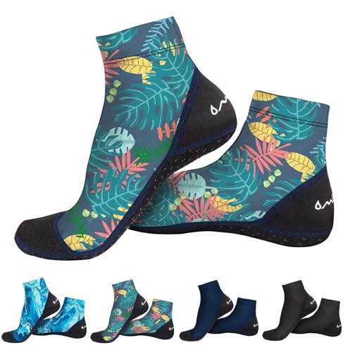 OMGear Water Socks Sand Proof Booties Quick Dry Swim Dive Socks for Sand Soccer Beach Volleyball - color: Leaf, size: X-Small