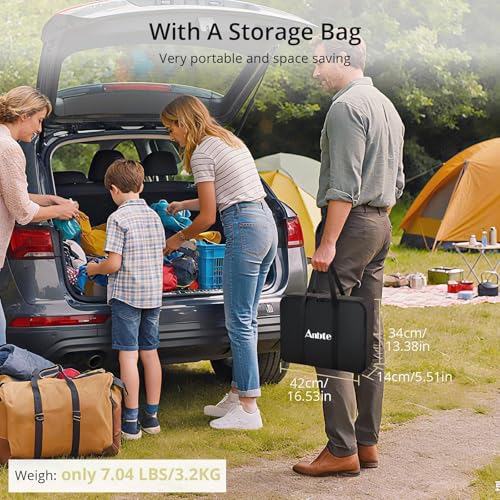 Anbte 3ft Roll Up Camping Table Max 27.5", 4 Adjustable Heights Aluminum Camping Table Foldable Waterproof with Carrying Bag, Lightweight, for Garden Picnic Outdoor Travel Beach, 35” X 16”, Black
