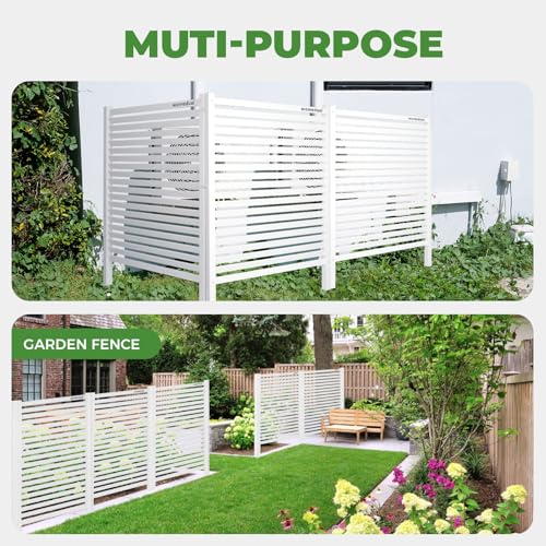 Air Conditioner Fence - 36" W x 45" H Trash Can Fence Panels, Easy Assembly Privacy Screen for Outside, Decorative for AC Units & Pool Equipment, White Vinyl, 2 Panels - size: 36"W X 45"H-2 Panels Horizontal