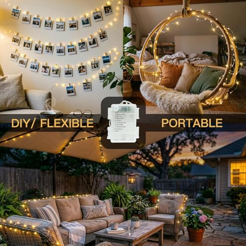 suddus Fairy Lights Battery Operated with Remote, 33ft 100 LED Dimmable Twinkle Lights with Timer, Waterproof Copper Wire String Lights for Bedroom, Christmas, Tree, Indoor Outdoor Decor (Warm White) - color: Warm White, size: 100LED