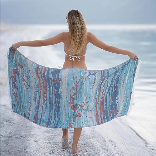 BAGNO MILANO Beach Towels Organic Turkish Cotton Soft, Quick Dry Oversized Turkish Towel Throw Blanket for Beach, Yoga, Spa, Pool (Vega Blue, Beach Towel) - color: Vega Blue