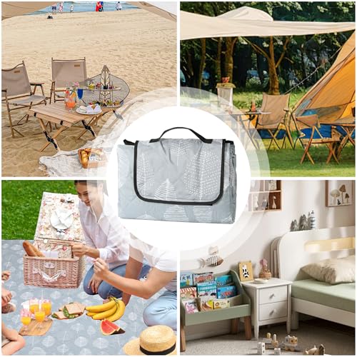 Dimatic Cute Picnic Blankets 78"x78" Extra Large Beach Blankets Waterproof Sand Proof Foldable Portable for Outdoor Family Camping - color: Grey