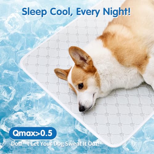 Dog Cooling Mat - Instant 6-12°F Drop, Cooling Mat for Pets Q-MAX >0.5 & Machine Washable, Anti-Slip Bottom, Cool Relief Bed for Dogs & Cats Light Gray 42" x 28" - color: Light Gray, size: XL (42" x 28")