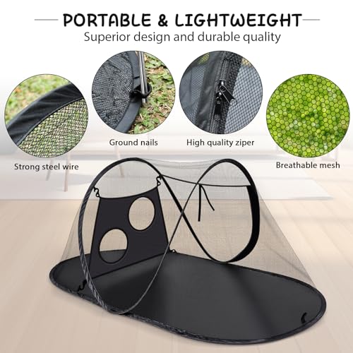 Tailtastic Outdoor Cat Tent with Removable Interactive Fabric,Outdoor Cat Enclosures for Indoor Cats, Portable Pet Playpen Ideal for Hiking, Traveling, and Sunbathing-Black