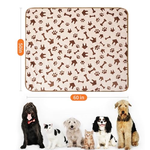 Waterproof Dog Blankets Pet Blanket 50"x60", Soft Fluffy Sofa Car Bed Protector, Reversible Sherpa Fleece Dog Blanket for for Small Medium Large Dogs Cats (Beige-House) - color: Beige-house, size: 50"x60"