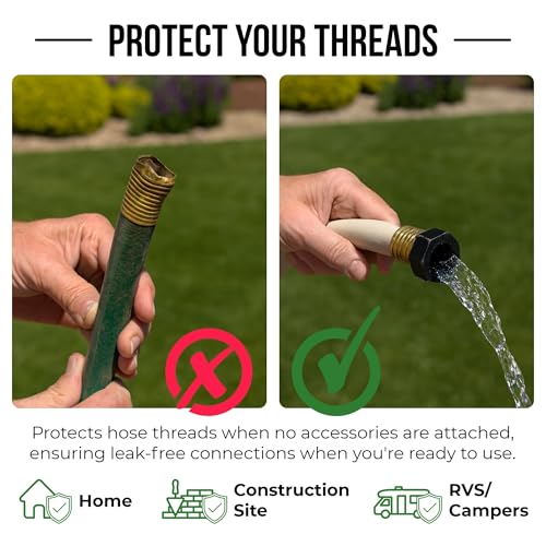 | Open End Garden Hose Thread Protector Cap – Plastic End Cap for 3/4″ Threads - Leak-Free, Crush-Resistant Female End Plug – Protects Threads When Not in Use (2-Pack) - color: Black, size: 2 Pack