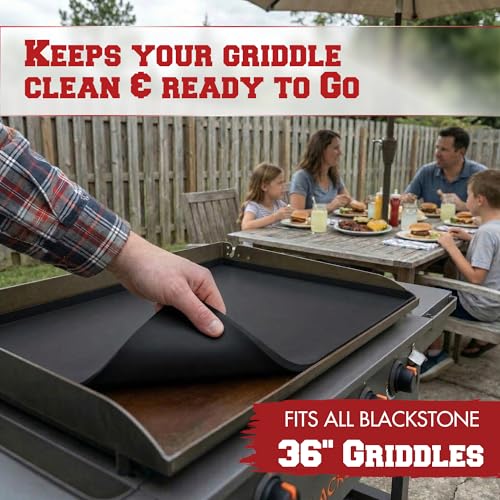 KITCHEN PERFECTION 36" Premium Silicone Griddle Cover Mat for Blackstone Griddle 36 Inch - Hermetic Protection from Rust & Debris All Year, Fits All Blackstone 36 Inch Models - Food Grade Silicone - color: Black 36 inch