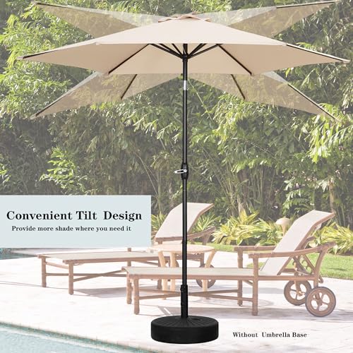 HYD-Parts 9FT Patio Umbrella Outdoor Table Umbrella,Market Umbrella with Push Button Tilt and Crank for Garden, Lawn, Deck, Backyard & Pool, No Base (Khaki) - color: Khaki, size: Umbrella Only
