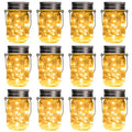 GIGALUMI Solar Mason Jar Lights, 12 Pack 30 Led String Fairy Lights Garden Lights Outdoor Waterproof Hanging Solar Lanterns for Outdoor, Garden, Patio, Lawn, Balcony Decoration - size: 12 Pack
