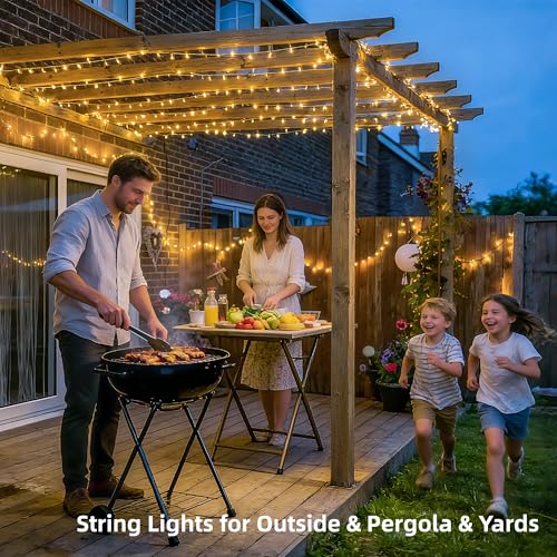 JMEXSUSS 168FT 600 LED String Lights for Outside Clear Wire, Warm White Christmas Lights Outdoor Waterproof, Tree Lights Outdoor Plug in for Patio Wedding Party Holiday Christmas Bedroom Pergola Decor - color: Warm White, size: 600 LED