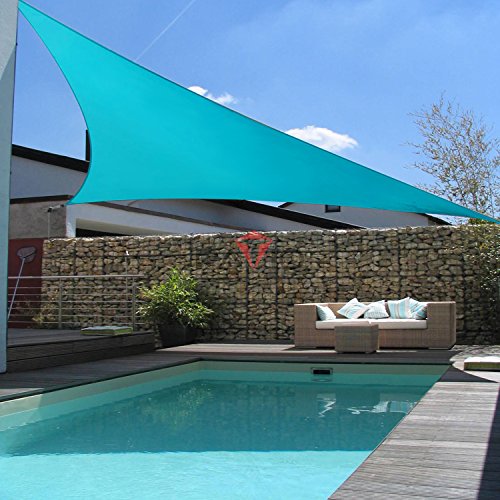 Patio Paradise 2' x 2' x 2' Sun Shade Sail Triangle Canopy Shade Cloth Fabric Sunlight Block Patio Pergola Cover HDPE Deck Awning for Outdoor Backyard Roof Shading, Turquoise - color: Turquoise, size: 2' x 2' x 2'