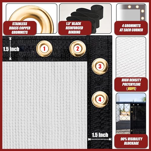 Amgo 4' x 10' Grey Fence Privacy Screen, Commercial Standard Heavy Duty Windscreen with Bindings & Grommets, 90% Blockage, Cable Zip Ties Included (We Make Custom Size) - color: Gray, size: 0 4' x 1 0'