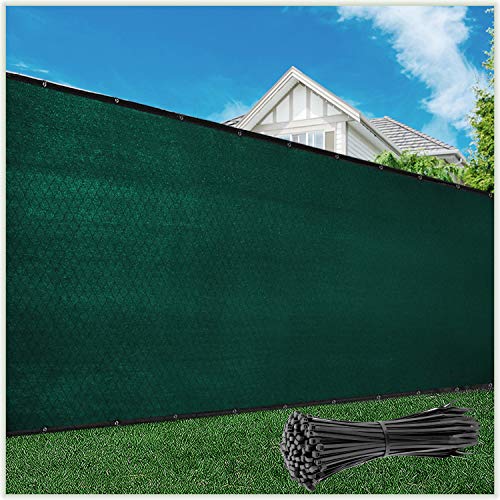 ColourTree 6' x 50' Green Fence Privacy Screen Windscreen Cover Fabric Shade Tarp Netting Mesh Cloth - Commercial Grade 170 GSM - Cable Zip Ties Included - We Make Custom Size - color: Green 2nd Generation, size: 6' x 50'