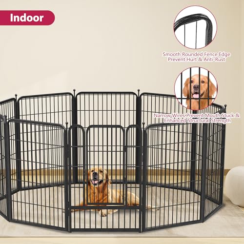 Dog Playpen 32 inch 10 Panels Portable Pet Fence Outdoor for Yard Indoor Dog Pen for Medium/Small Animals, Large Pet Puppy Playpen Heavy Duty Pet Fence for RV Camping, Yard - color: Black-23ft, size: 32 inch