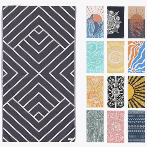FESHKA Sand Proof Turkish Beach Towel – Oversized, Quick Dry & Lightweight Travel Towel - 100% Organic Cotton Beach Blanket - Perfect for Bath, Pool & Picnic | Explorer (Dark Navy) - color: 16 - Dark Navy
